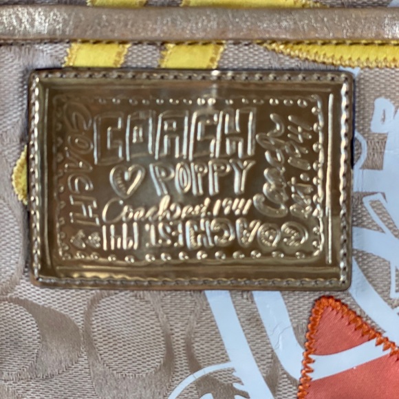 VINTAGE COACH POPPY 2010 TOTE 2/WAY BEIGE CANVAS - Picture 4 of 13